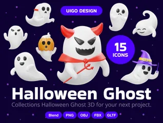 Lindo fantasma de Halloween Paquete de Icon 3D