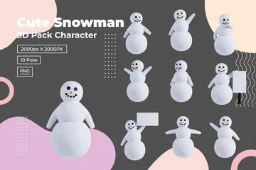 Lindo muñeco de nieve Paquete de Illustration 3D