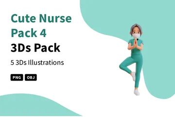 Lindo paquete de enfermera 4 Paquete de Illustration 3D