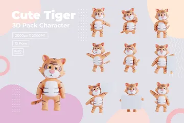 Lindo tigre Paquete de Illustration 3D