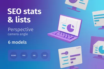 Estatísticas e listas de SEO Pacote de Icon 3D