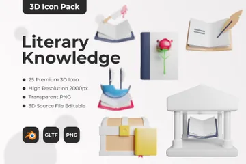 Literary Knowledge 3D Icon Pack