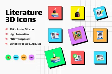 Literatur 3D Icon Pack