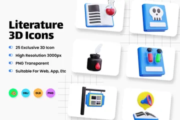 Literatur 3D Icon Pack