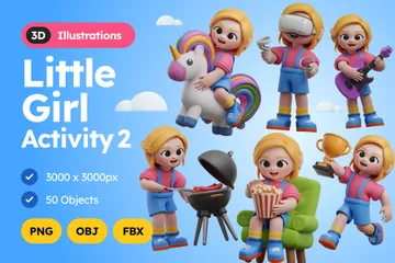 Little Girl Activity 2 3D Illustration Pack