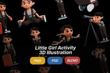 Little Girl Activity 3D Illustration Pack