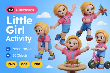 Little Girl Activity 3D Illustration Pack