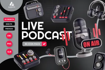 Live Podcast 3D Icon Pack