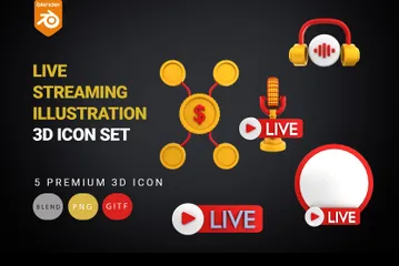 Live Streaming 3D Icon Pack