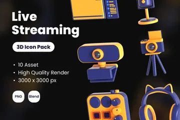 Live Streaming 3D Icon Pack