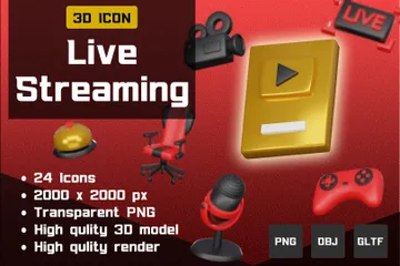 Live Streaming 3D Icon Pack