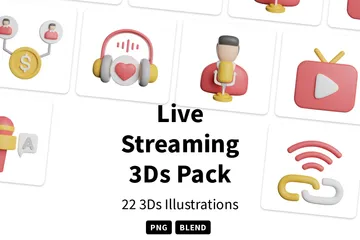 Live Streaming 3D Icon Pack