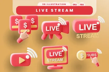 Live Streaming 3D Icon Pack