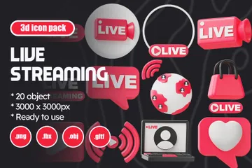 Live Streaming 3D Icon Pack