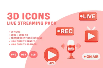 LIVE STREAMING 3D Icon Pack