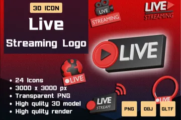 Live Streaming Logo 3D Icon Pack