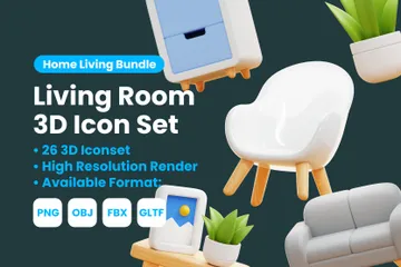 LIVING ROOM 3D Illustration Pack