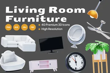 Living Room Furniture 3D Icon Pack