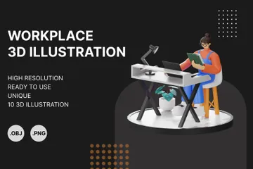 Lisant un livre Pack 3D Illustration