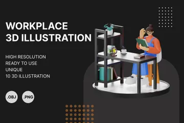 Lisant un livre Pack 3D Illustration