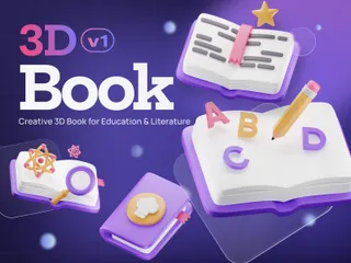 Livro e papelaria Pacote de Icon 3D