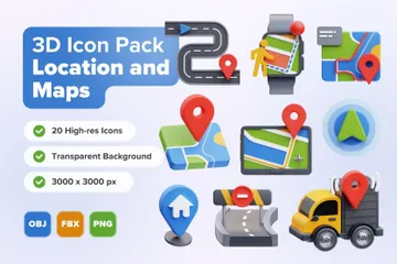 Localisation et cartes Pack 3D Icon