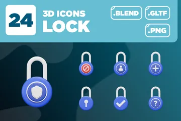 Ícones de bloqueio 3D Ver. 01 Pacote de Icon 3D