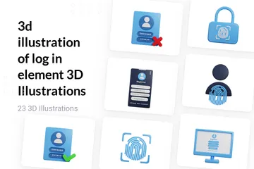 Log In Element 3D Illustration Pack