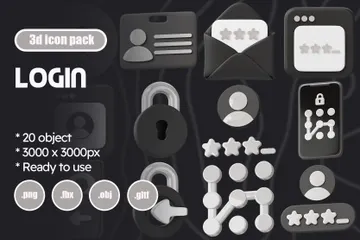 Login 3D Icon Pack