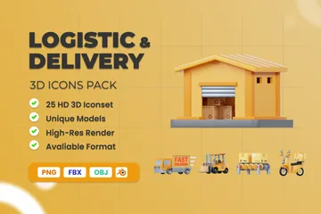 LOGISTIC AND DELIVERY 3D Icon Pack