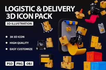 LOGISTIC AND DELIVERY 3D Icon Pack