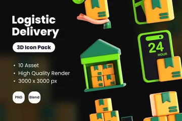 Logistic Delivery 3D Icon Pack