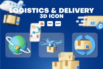 Logística e Entrega Pacote de Icon 3D