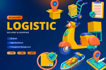 Logistische Lieferung und Versand 3D Icon Pack