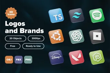 Free Logos And Brands 3D Icon Pack