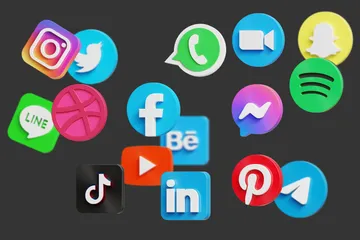 Free Logotipo de redes sociales Paquete de Icon 3D