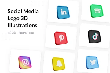 Free Logotipo de redes sociales Paquete de Logo 3D
