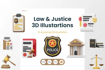 Droit et justice Pack 3D Illustration