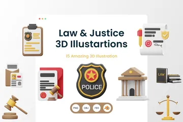 Droit et justice Pack 3D Illustration