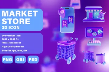 Loja de mercado Pacote de Icon 3D