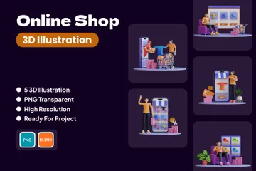 Loja online 3D Illustration Pack