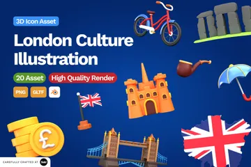 ロンドンの文化 3D Iconパック