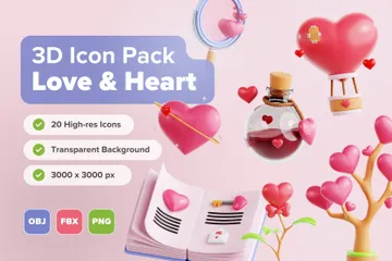 愛と心 3D Iconパック