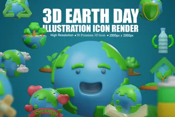 Love Mother Earth Day 3D Icon Pack