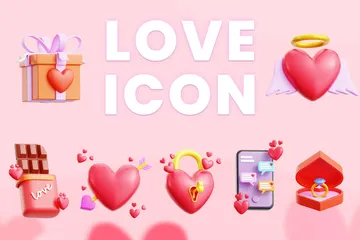 Love Valentine Romance 3D Icon Pack