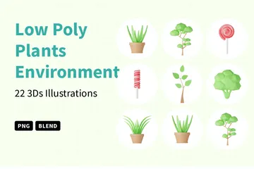 낮은 폴리 식물 환경 3D Icon 팩