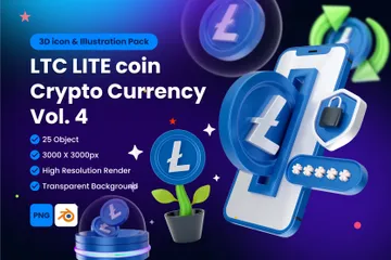 LTC Litecoin Digital Stablecoin Criptomoeda 3D Icon Pack