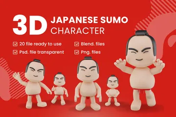 Luchador de sumo japonés Paquete de Illustration 3D