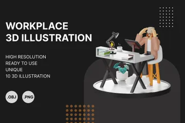 Lugar de trabajo Paquete de Illustration 3D
