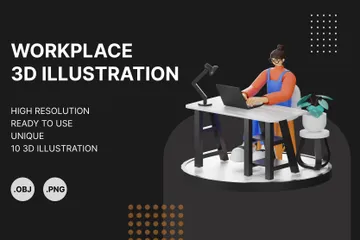 Lugar de trabajo Paquete de Illustration 3D